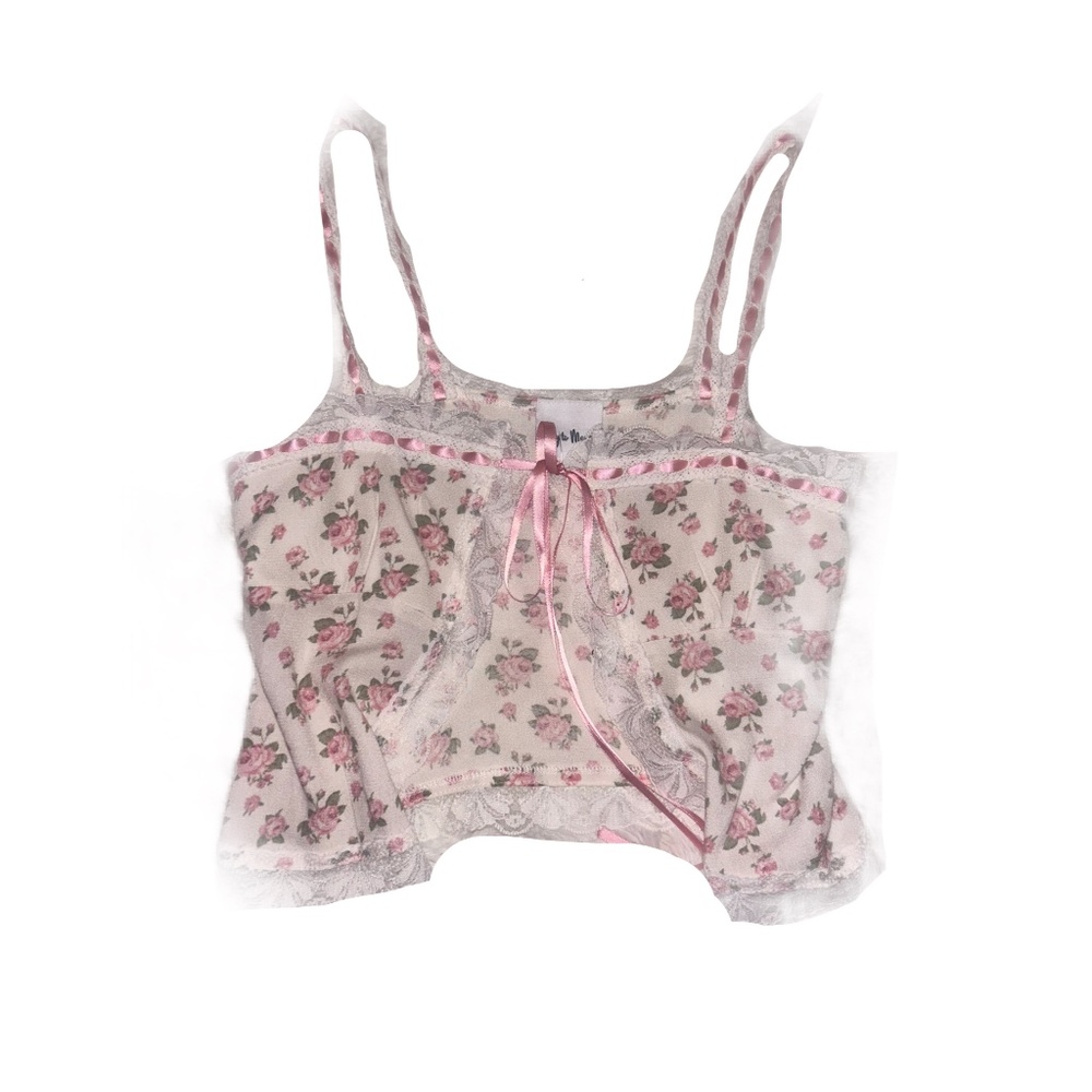 Sky to Moon pink floral crop